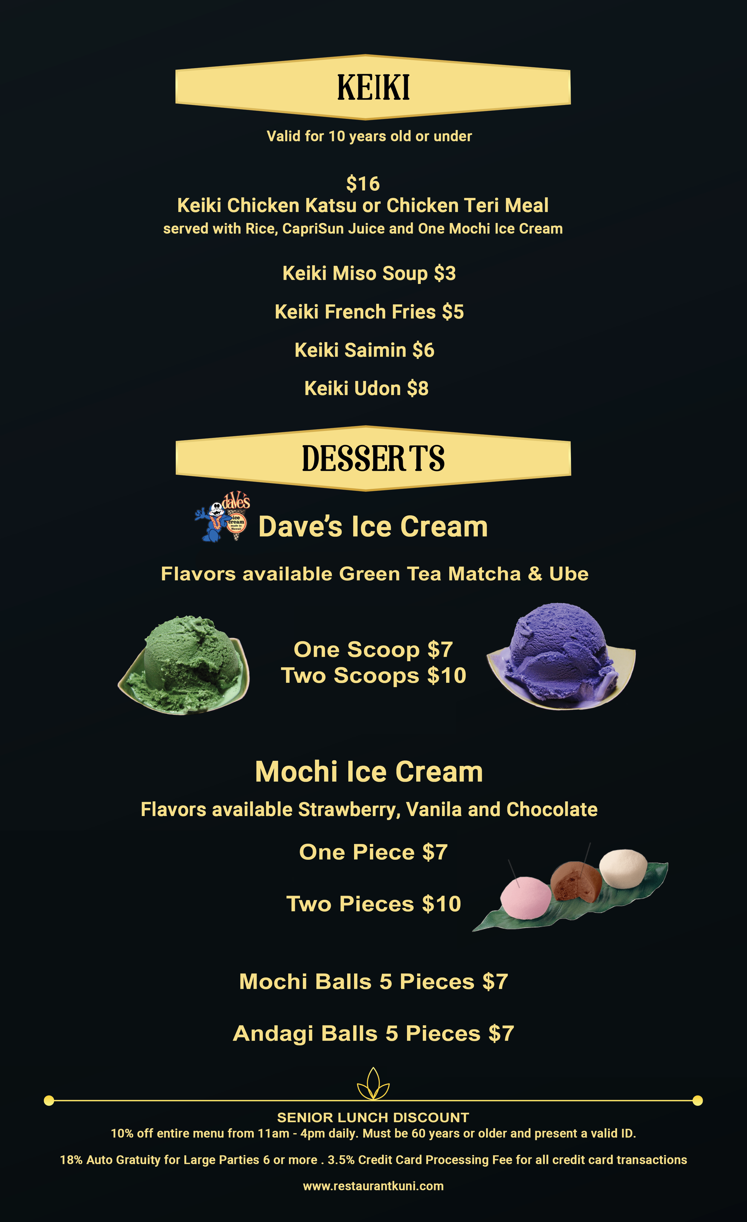 MENU — KUNI RESTAURANT & CATERING